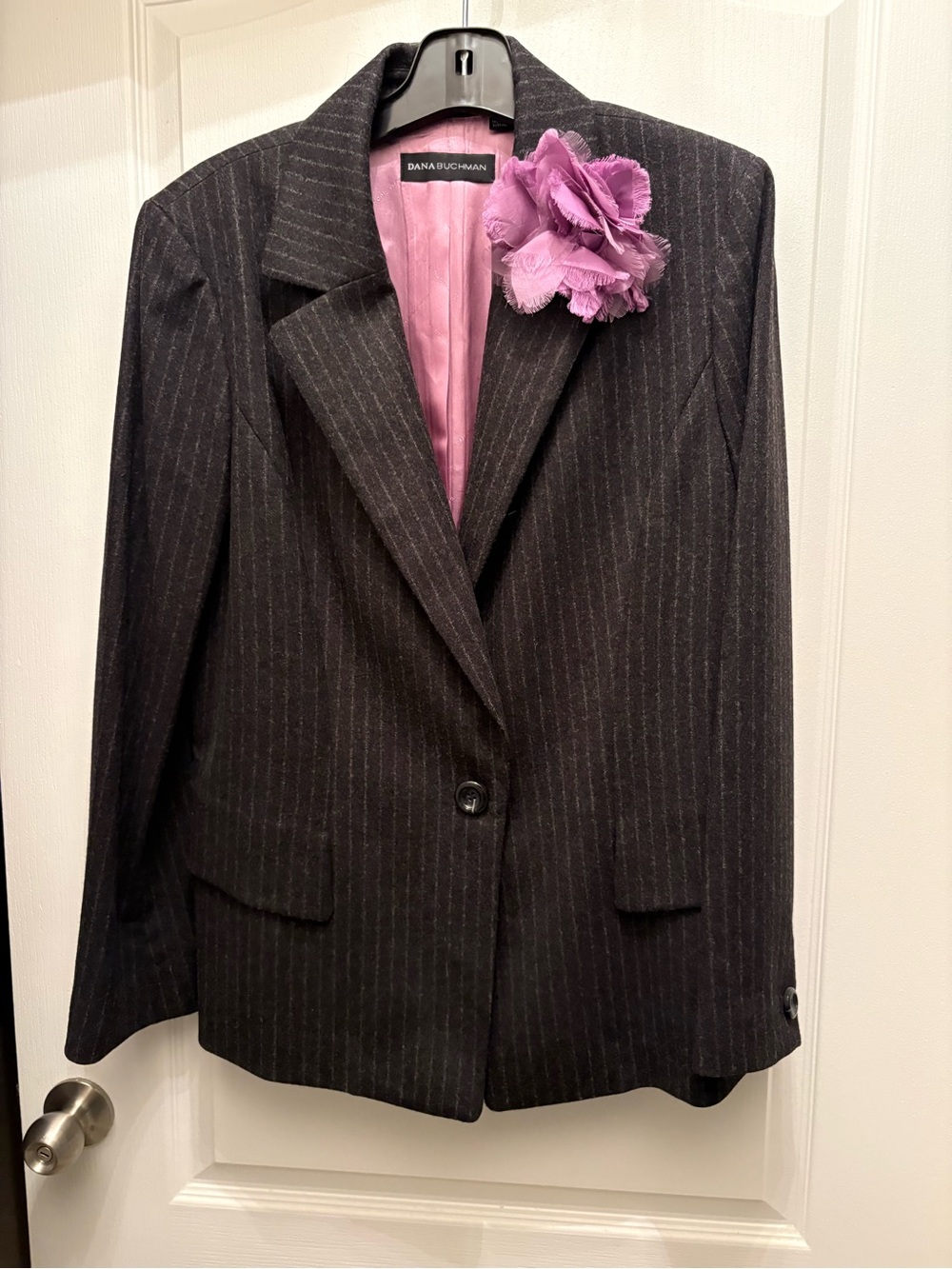 Dana Buchman Pink-Lined Charcoal Blazer Wool & Cashmere 16 NWT